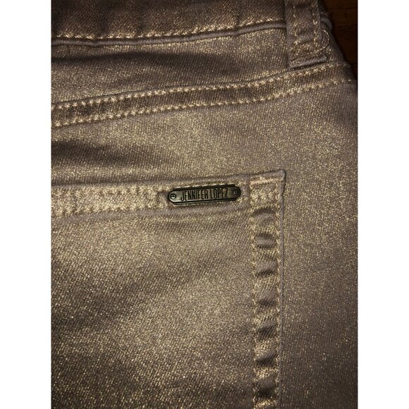 Jennifer Lopez Metallic Gold Glitter Reflective Straight-Leg Pants Size 8 - Picture 11 of 16